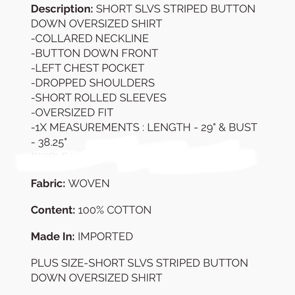 Easel Plus Size Striped Orange Button-Up Blouse with Pocket Oversized Fit. - Picture 6 of 7